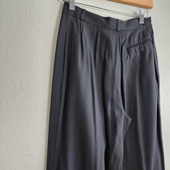 Emporio Armani Black Wool Blend High Waisted Relaxed Fit Trousers | 4 (40) - Picture 5 of 9